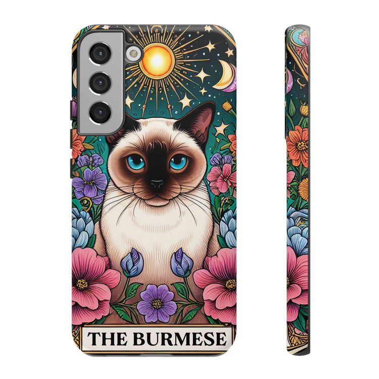 Animal Print Samsung Galaxy Tough Case, Burmese Cat Portrait Phone Cover, Kitty Tarot Card, Phone Accessories, Custom Phone Cases
