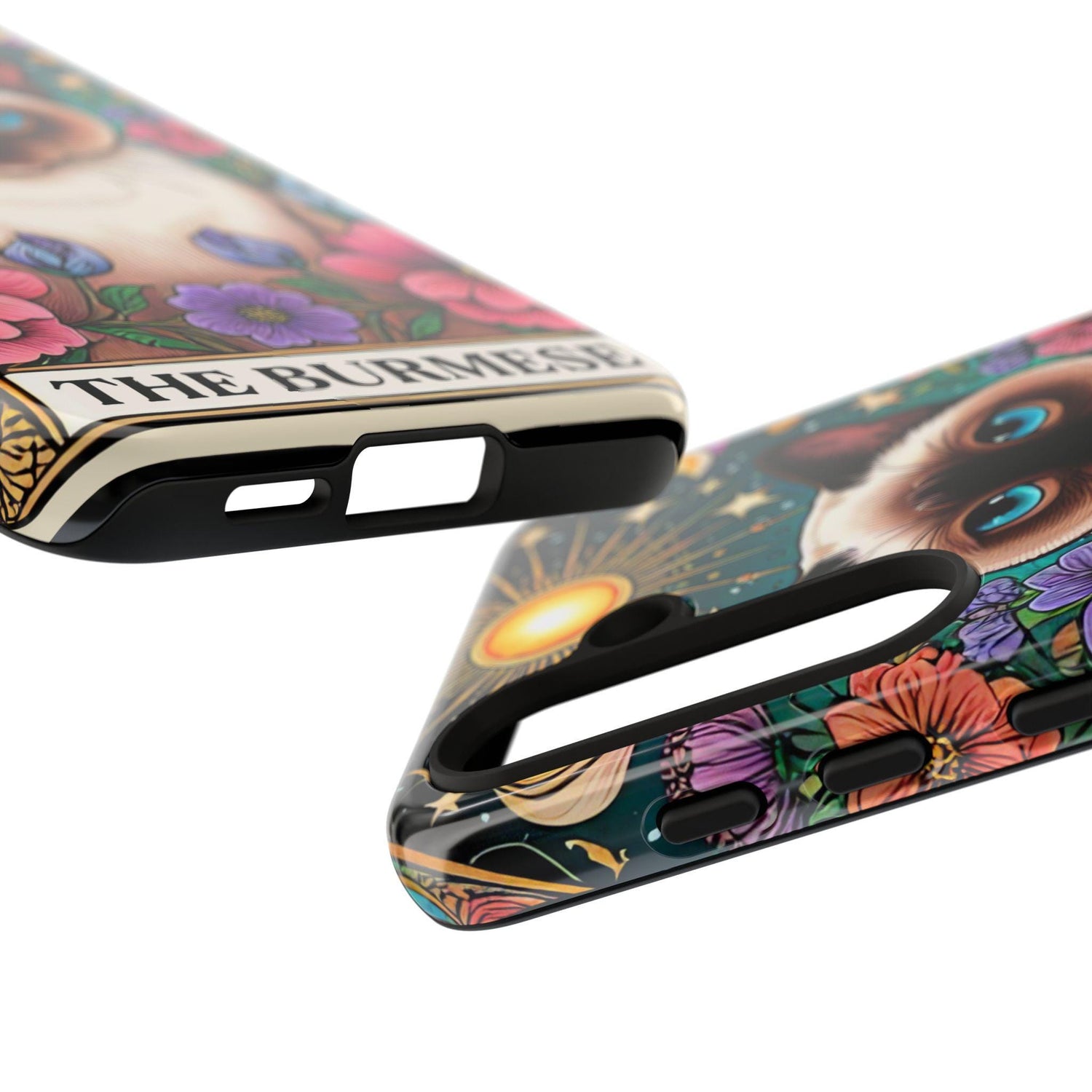 Animal Print Samsung Galaxy Tough Case, Burmese Cat Portrait Phone Cover, Kitty Tarot Card, Phone Accessories, Custom Phone Cases