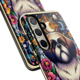 Shih Tzu Floral Portrait Phone Case | Tough Galaxy Hard Cover | Android Designer Case | Tarot Card Pet Art