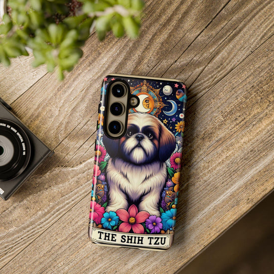 Tough Cases, Android Designer Phone Case, Galaxy hard cover phone case, Shih Tzu floral portrait, Tarot Card design, Pet Art