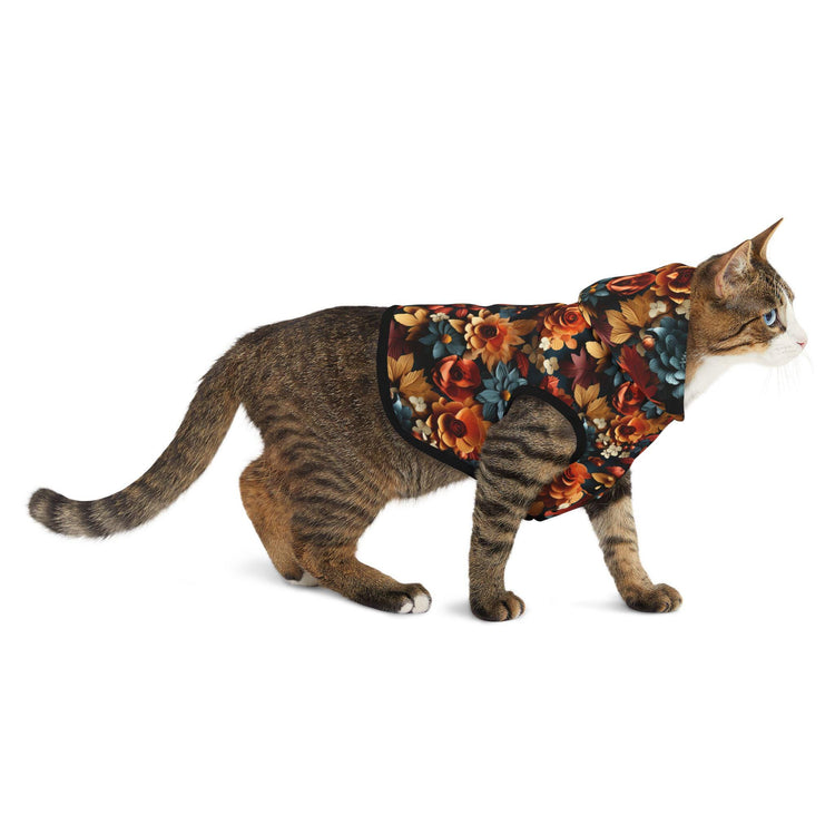 Fall Floral Pet Hoodie - Stylish Custom Design for Casual Walks, Travel, and Pet Lovers - Perfect Holiday Gift, Dog or Cat Owner Apparel