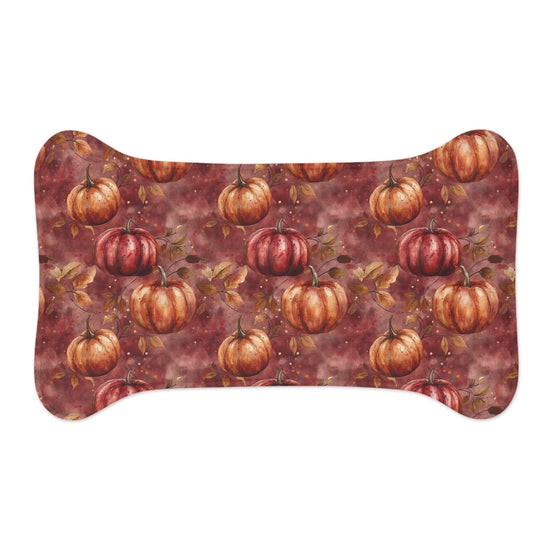 Tapetes para comida de mascotas, estampado personalizado de calabaza otoñal en burdeos y marrón, tapete para comida de perros y gatos, diseño elegante, mantel individual para comedero de mascotas, SEO para suministros para mascotas