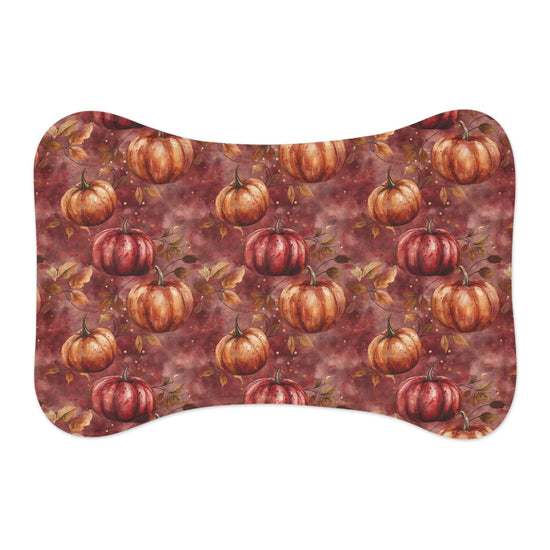 Tapetes para comida de mascotas, estampado personalizado de calabaza otoñal en burdeos y marrón, tapete para comida de perros y gatos, diseño elegante, mantel individual para comedero de mascotas, SEO para suministros para mascotas