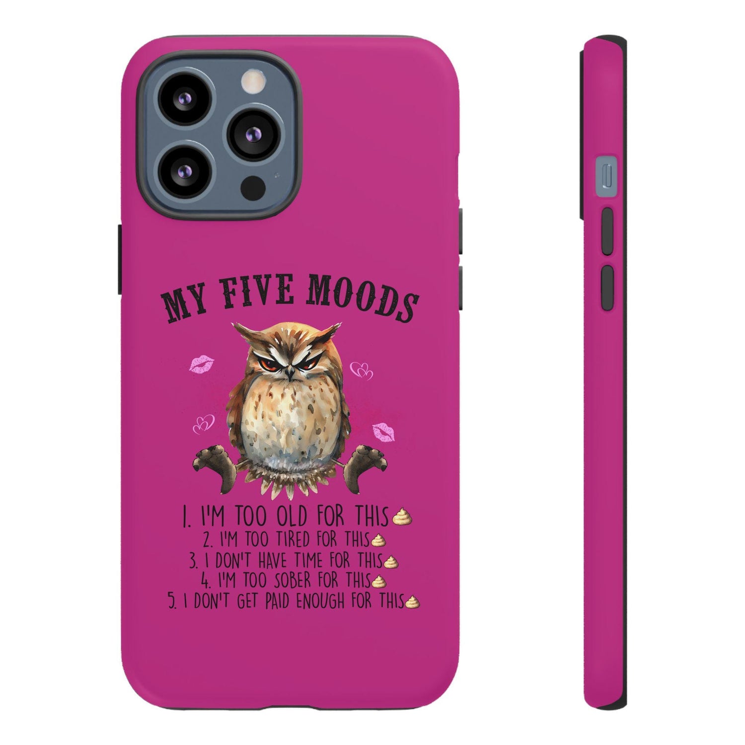 Tough Cases, Pink Humorous sturdy iphone case cover, Funny College Grad gift, Animal Print design, Owl portrait, iphone designs