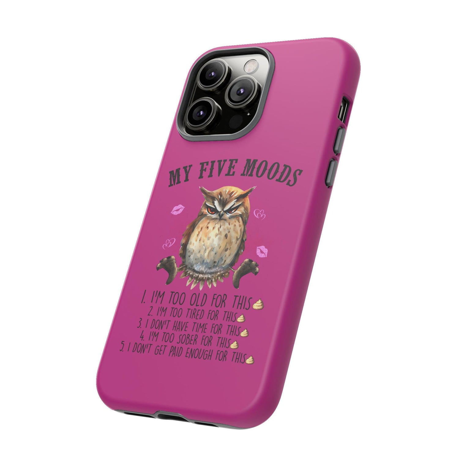 Tough Cases, Pink Humorous sturdy iphone case cover, Funny College Grad gift, Animal Print design, Owl portrait, iphone designs