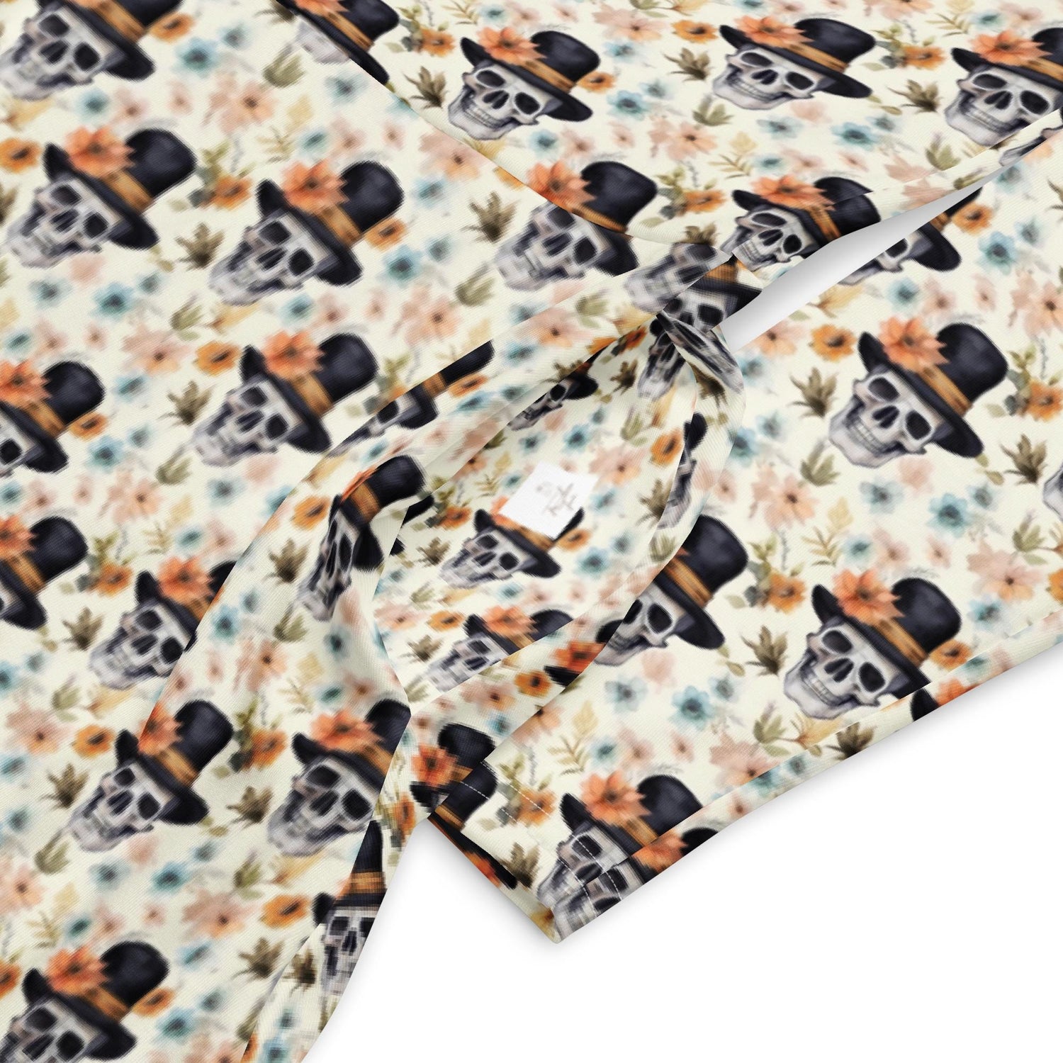 Gothic Floral Skull midi dress all-over print long sleeve casual dinner date comfortable holiday Halloween spirit waist trimming outfit