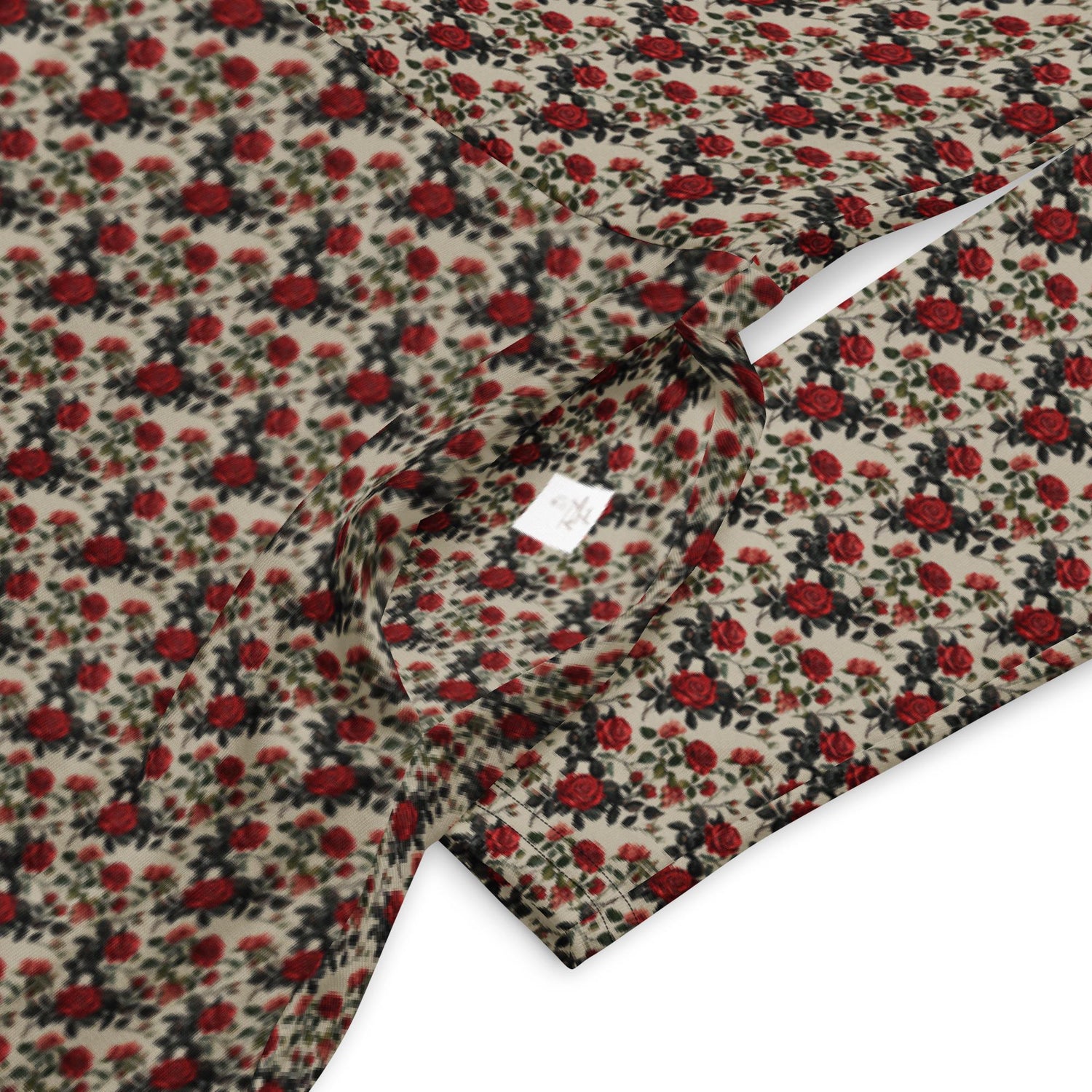 Red Roses long sleeve midi dress all over print pattern comfy femmy design for the entrepreneur stylish girl ready to wear out