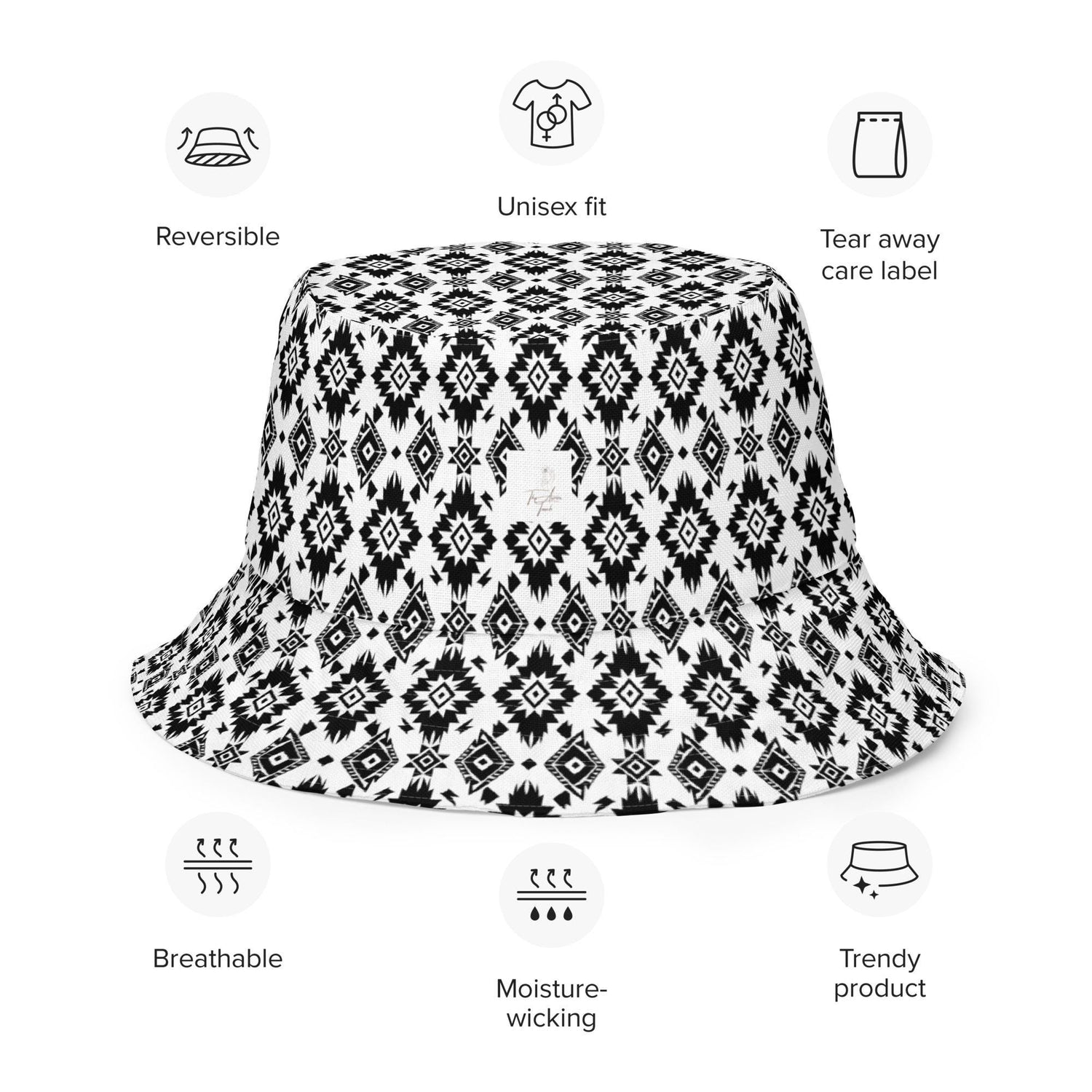 Reversible Bucket Hat | Western Textile Pattern | Casual Streetwear Fashion | Dual Outfit Look