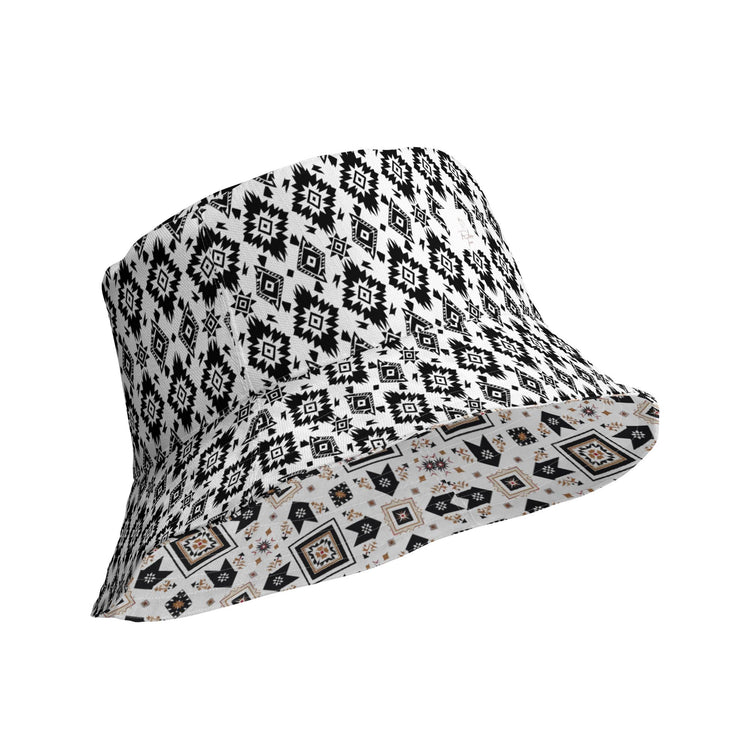 Reversible Bucket Hat | Western Textile Pattern | Casual Streetwear Fashion | Dual Outfit Look