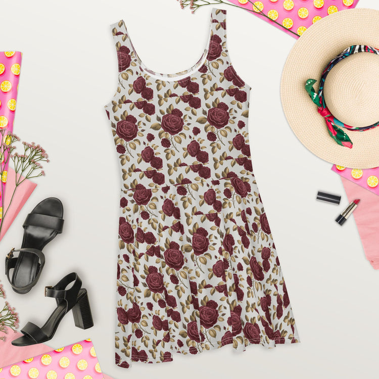 Floral Skater Dress all over print pattern feminine stylish holiday dinner casual date runway classy female wear