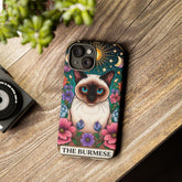 Tough Cases, Iphone 15 cover, Iphone 14 case cover, Burmese Cat, Kitty Tarot Cards, Colorful floral animal designs, conventional gift