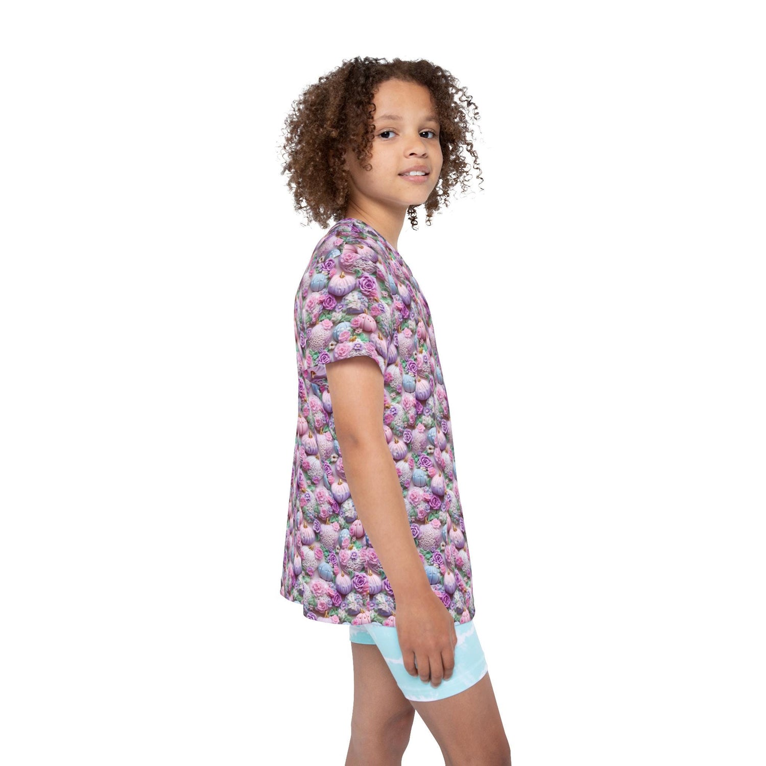 Kids Sports Jersey, Fun Floral Pattern T-Shirt for Young Athletes, Perfect for Birthdays, Sports Events, or Casual Outings