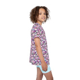 Kids Sports Jersey, Fun Floral Pattern T-Shirt for Young Athletes, Perfect for Birthdays, Sports Events, or Casual Outings