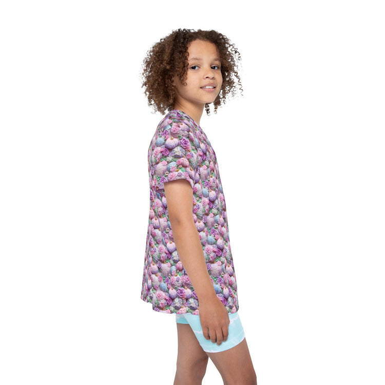 Kids Sports Jersey, Fun Floral Pattern T-Shirt for Young Athletes, Perfect for Birthdays, Sports Events, or Casual Outings