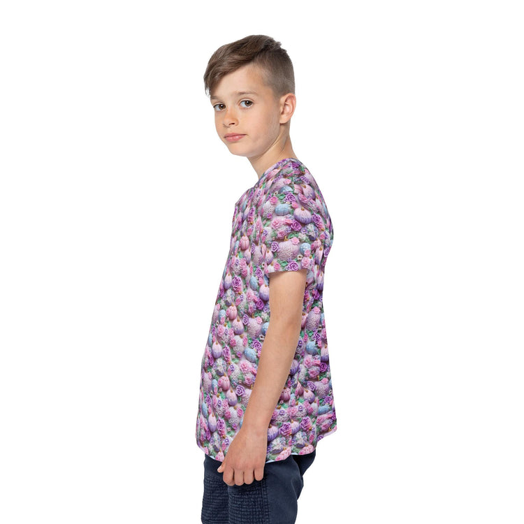 Kids Sports Jersey, Fun Floral Pattern T-Shirt for Young Athletes, Perfect for Birthdays, Sports Events, or Casual Outings
