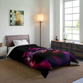 Comforter, purple hot rod exotic race car cozy warm designer modern day young man car lover bedspread blanket quilt