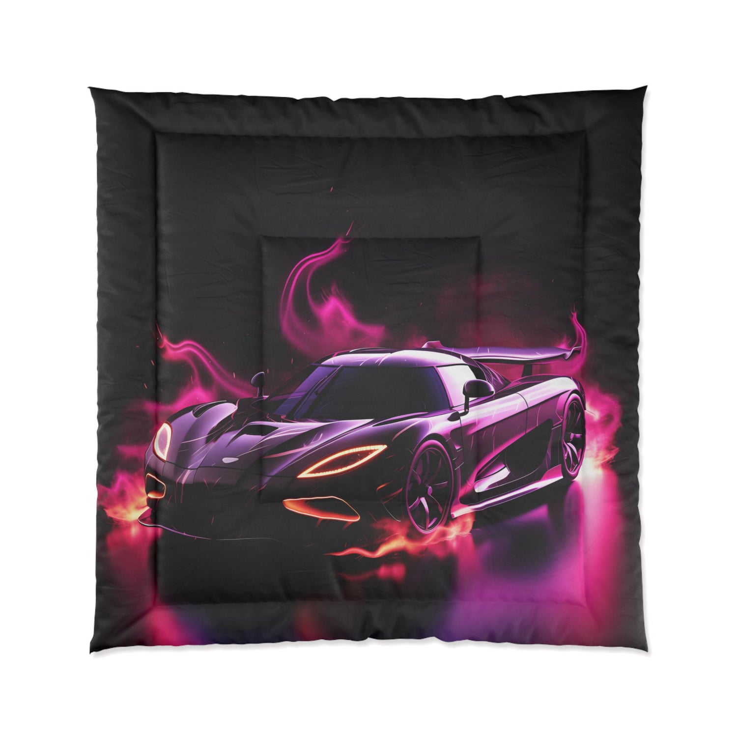 Comforter - Hot Rod Exotic Race Car AI Artwork Designer Quilt, Boy Room Decor Gift, Cozy Warm Modern Day Bedspread, Teen Bedroom Decor,
