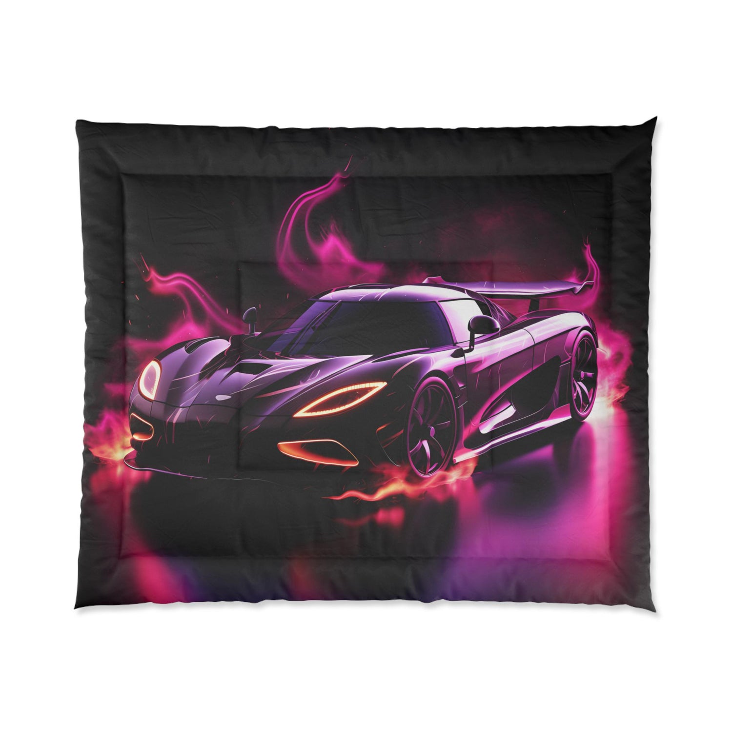 Comforter - Hot Rod Exotic Race Car AI Artwork Designer Quilt, Boy Room Decor Gift, Cozy Warm Modern Day Bedspread, Teen Bedroom Decor,