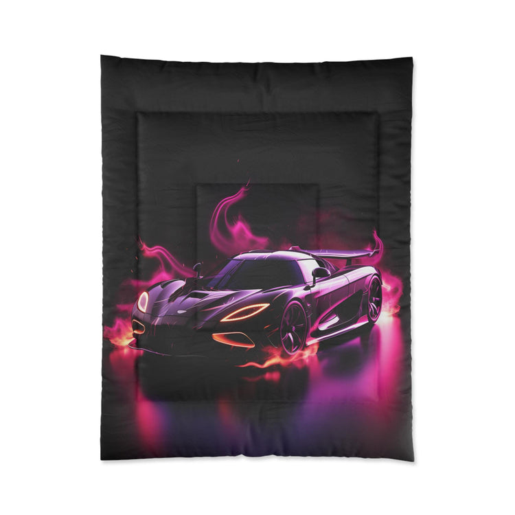 Comforter - Hot Rod Exotic Race Car AI Artwork Designer Quilt, Boy Room Decor Gift, Cozy Warm Modern Day Bedspread, Teen Bedroom Decor,