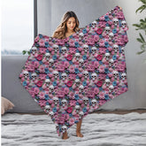 Skull & Floral Velveteen Blanket, Cozy Throw for Home Decor, Perfect for Halloween, Day of the Dead, Gothic Style, Unique Gift