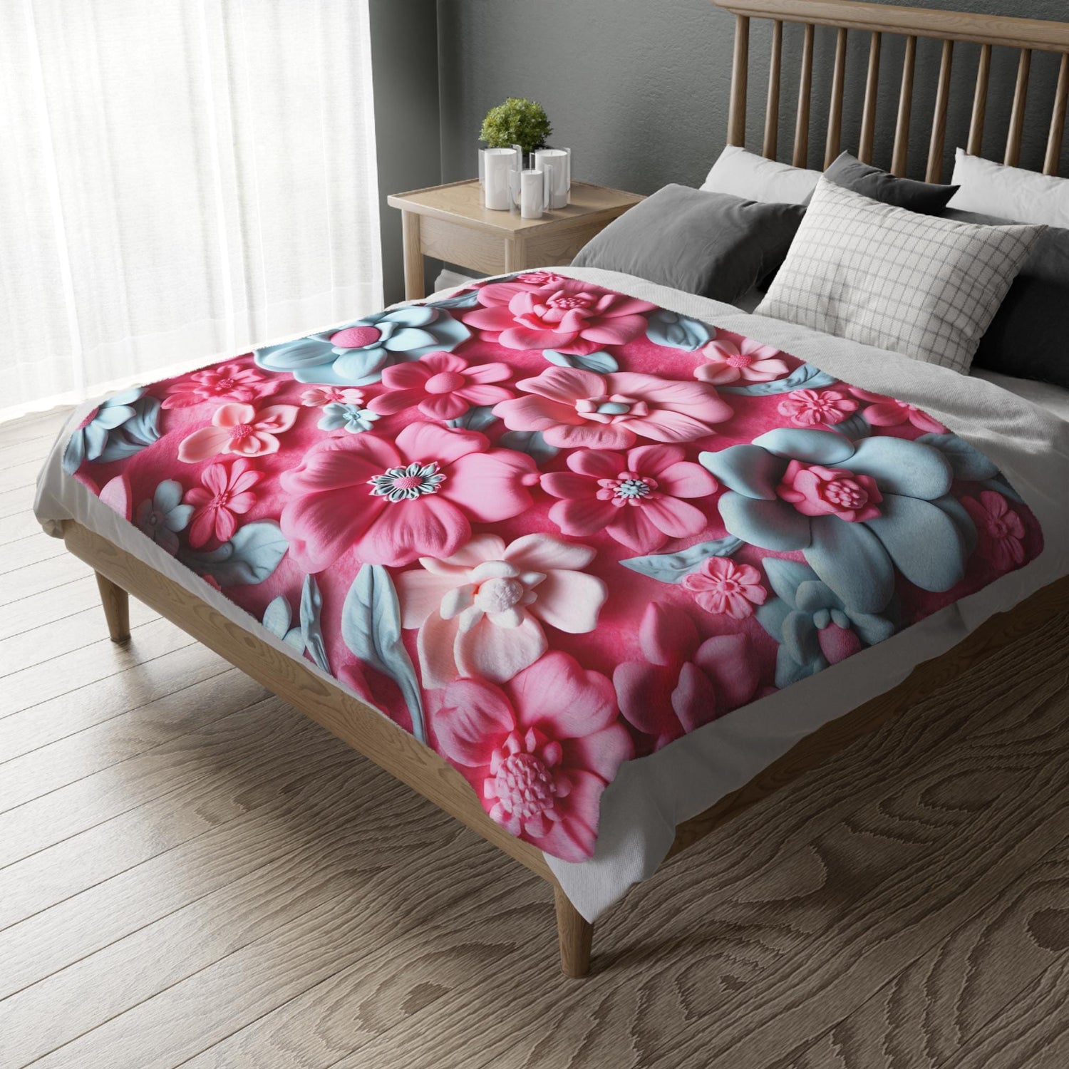 Floral Microfiber Two- Sided Blanket, Cozy Home Decor, Soft Pet Blanket, Chic Gift for Her, Spring Vibes, Garden Lover&