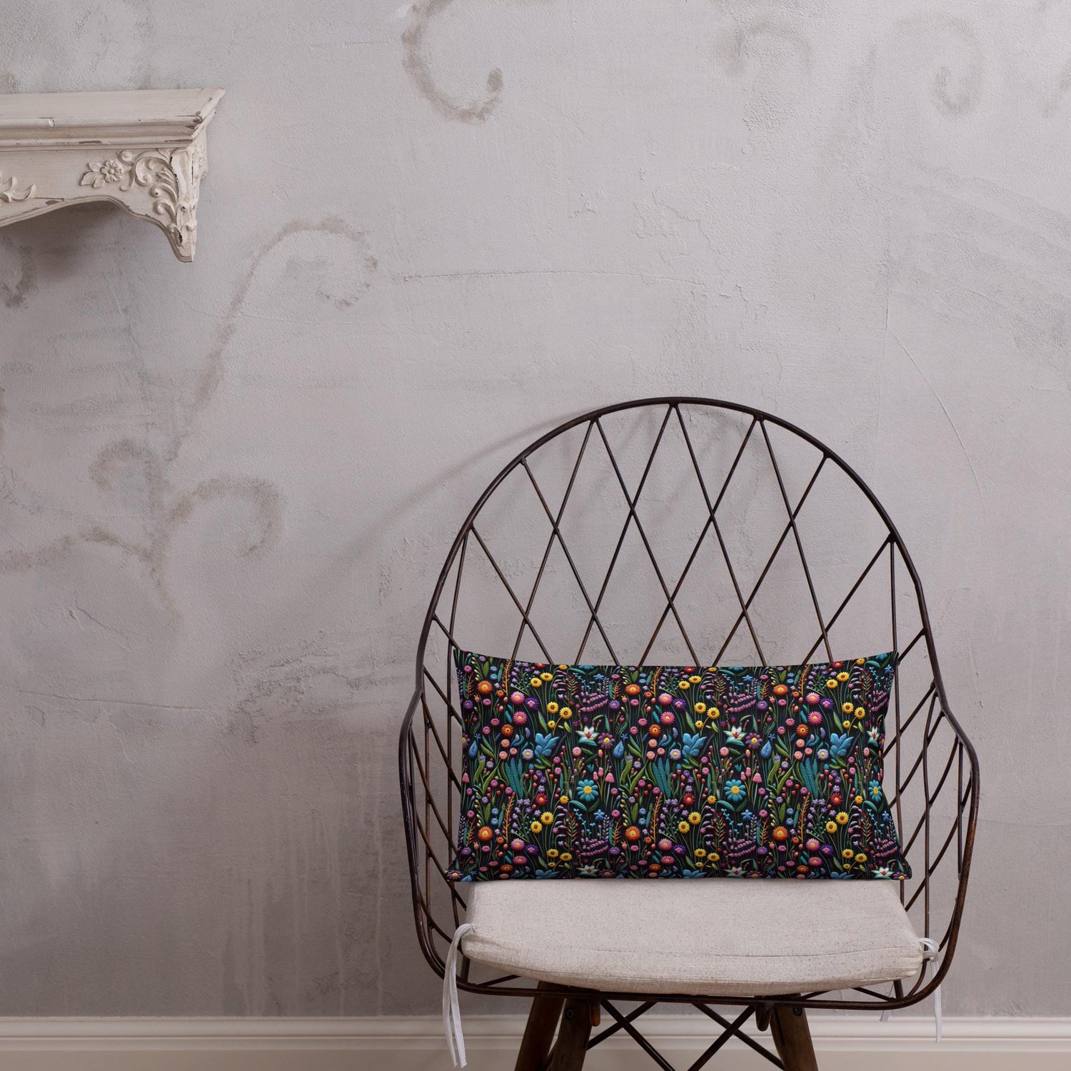 Premium Floral All-Over Print Throw Pillow - Soft Couch & Bed Cushion for Cozy Decor