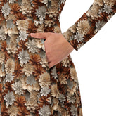 Stunning All-Over Fall Floral Print Midi Dress | Long Sleeve | Autumn Elegance