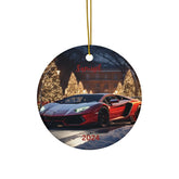 Ceramic Ornament, Personalized Exotic Car Holiday Decoration, Red Lamborghini Xmas Tree Ornament, Custom Car Portrait Gift, Tree Decor The Aurora Touch