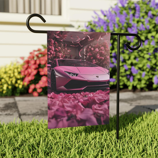Banner de jardín y casa, Banner de jardín Lamborghini rosa, Decoración del hogar al aire libre, Decoración rosa para el Día de San Valentín, Decoración de interiores de diseño