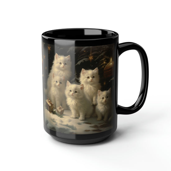 Charming 15oz Christmas Mug | Adorable White Kittens Holiday Portrait | Perfect Gift for Cat Lovers