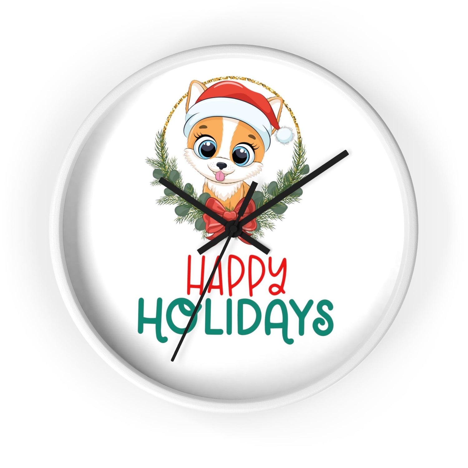 Holiday Santa Pet Wall Clock, Kitchen Clock, Xmas Gift, Best Gift, Colleague Gift, Gift for Veterinarian