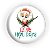 Holiday Santa Pet Wall Clock, Kitchen Clock, Xmas Gift, Best Gift, Colleague Gift, Gift for Veterinarian