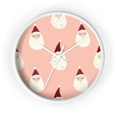 Christmas Wall Clock, Holiday Santa Pattern Clock, Gift for Mom, Xmas Home Decor, All Over Print Wall Art