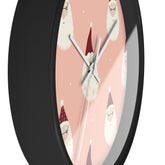 Christmas Wall Clock, Holiday Santa Pattern Clock, Gift for Mom, Xmas Home Decor, All Over Print Wall Art
