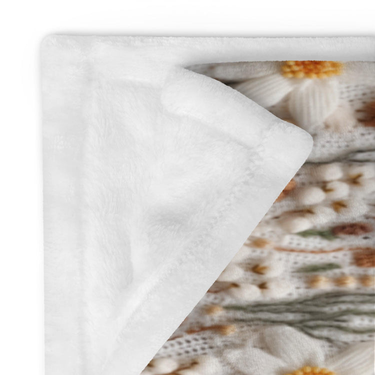 Chic Floral Crochet Throw Blanket - Stylish Fall All-Over 3D crotchet Print for Cozy Living Spaces