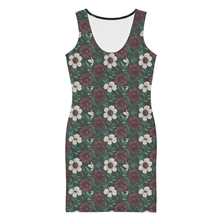 Floral All-Over Print Bodycon Dress | Fall Fashion | Elegant Floral above knee Dress | Trendy Party Outfit