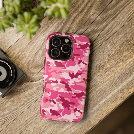 Pink Camo Impact-Resistant Phone Case, Trendy Phone Accessory, Gift for Her, Stylish Protection, Durable Case for Teens and Adults