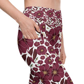 High-Waisted Leggings with Pockets | Recycled Polyester Floral all over Print Pattern Workout Pants | UPF 50+ Compression Yoga Tights