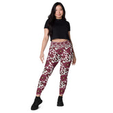 High-Waisted Leggings with Pockets | Recycled Polyester Floral all over Print Pattern Workout Pants | UPF 50+ Compression Yoga Tights