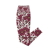 High-Waisted Leggings with Pockets | Recycled Polyester Floral all over Print Pattern Workout Pants | UPF 50+ Compression Yoga Tights