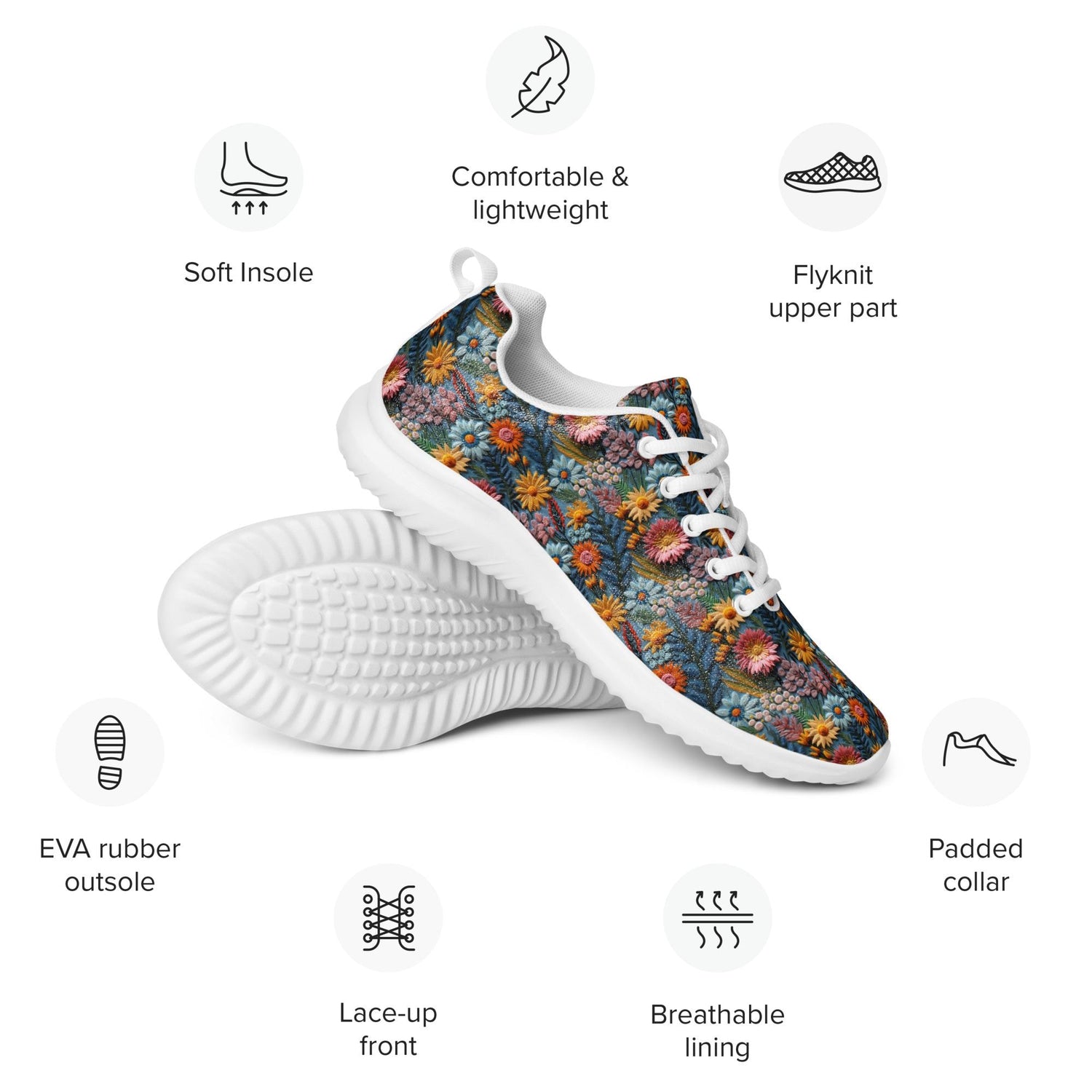 Stylish Floral Thread Women’s Athletic Shoes | Casual Walking & Gym Sneakers | Everyday Modern Footwear