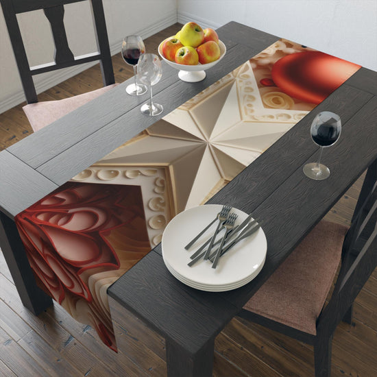 Elegant Holiday Table Runner, Festive Dining Decor, Cotton & Poly Runner, Christmas Table Decoration, Modern Centerpiece