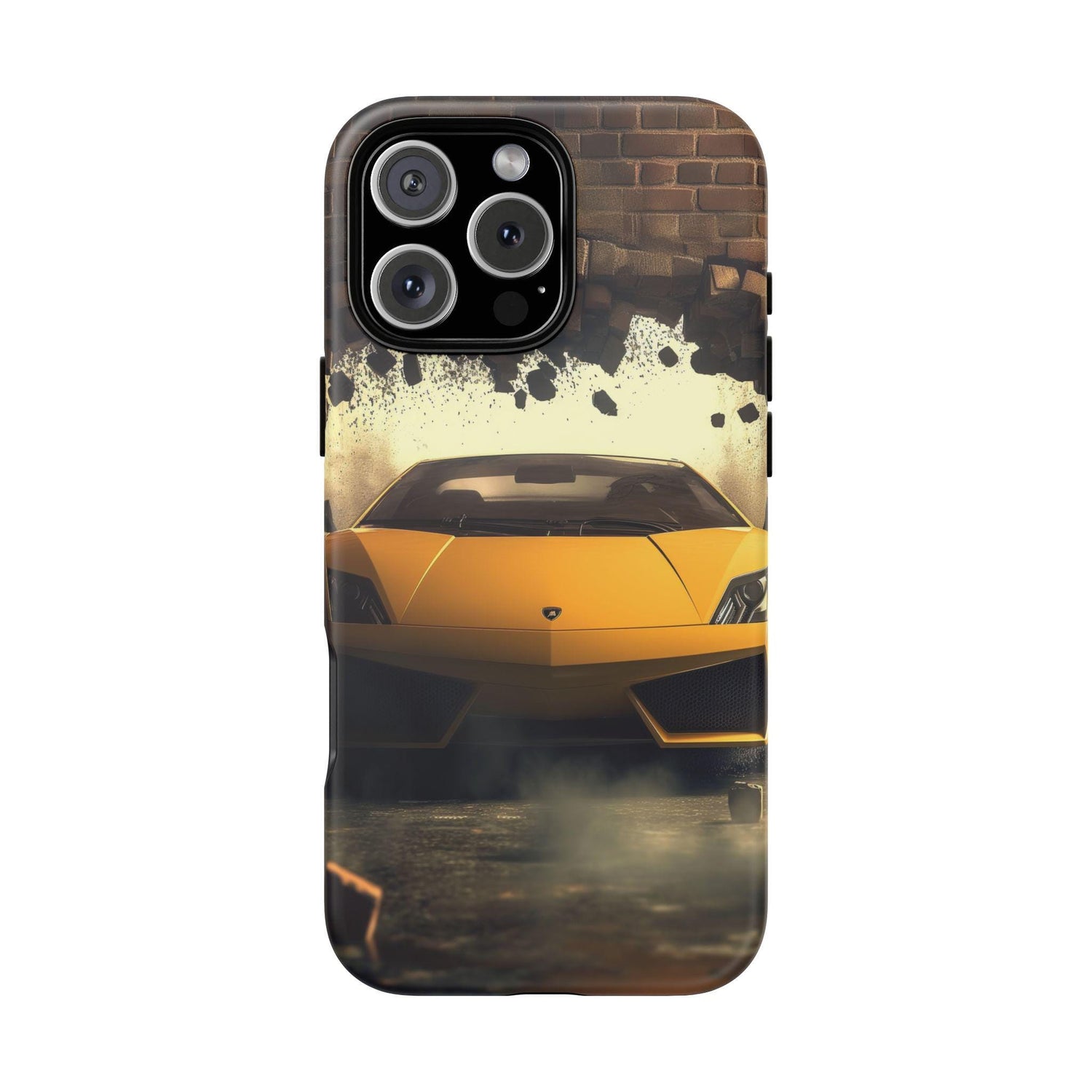 Phone Cases, Yellow Lamborghini Portrait, Stylish Phone Accessories, Youthful Inspired Gift, Iphone 14/15 Tough Covers, Fun Case