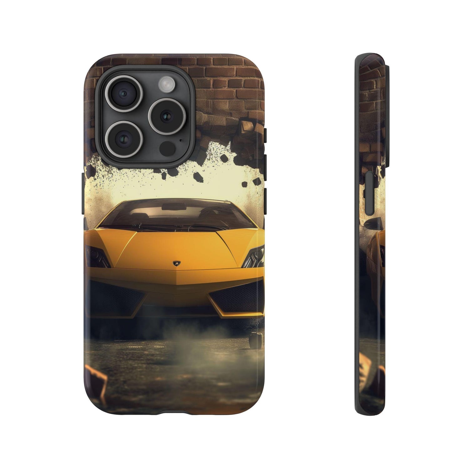 Phone Cases, Yellow Lamborghini Portrait, Stylish Phone Accessories, Youthful Inspired Gift, Iphone 14/15 Tough Covers, Fun Case