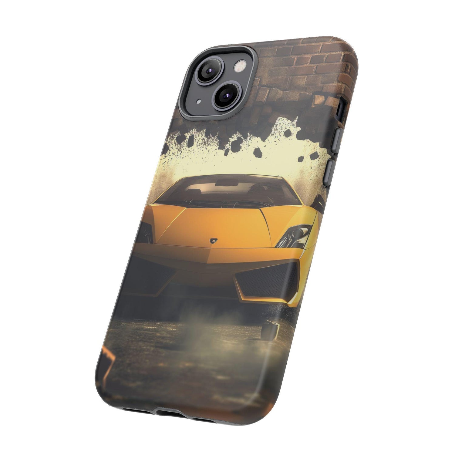 Phone Cases, Yellow Lamborghini Portrait, Stylish Phone Accessories, Youthful Inspired Gift, Iphone 14/15 Tough Covers, Fun Case