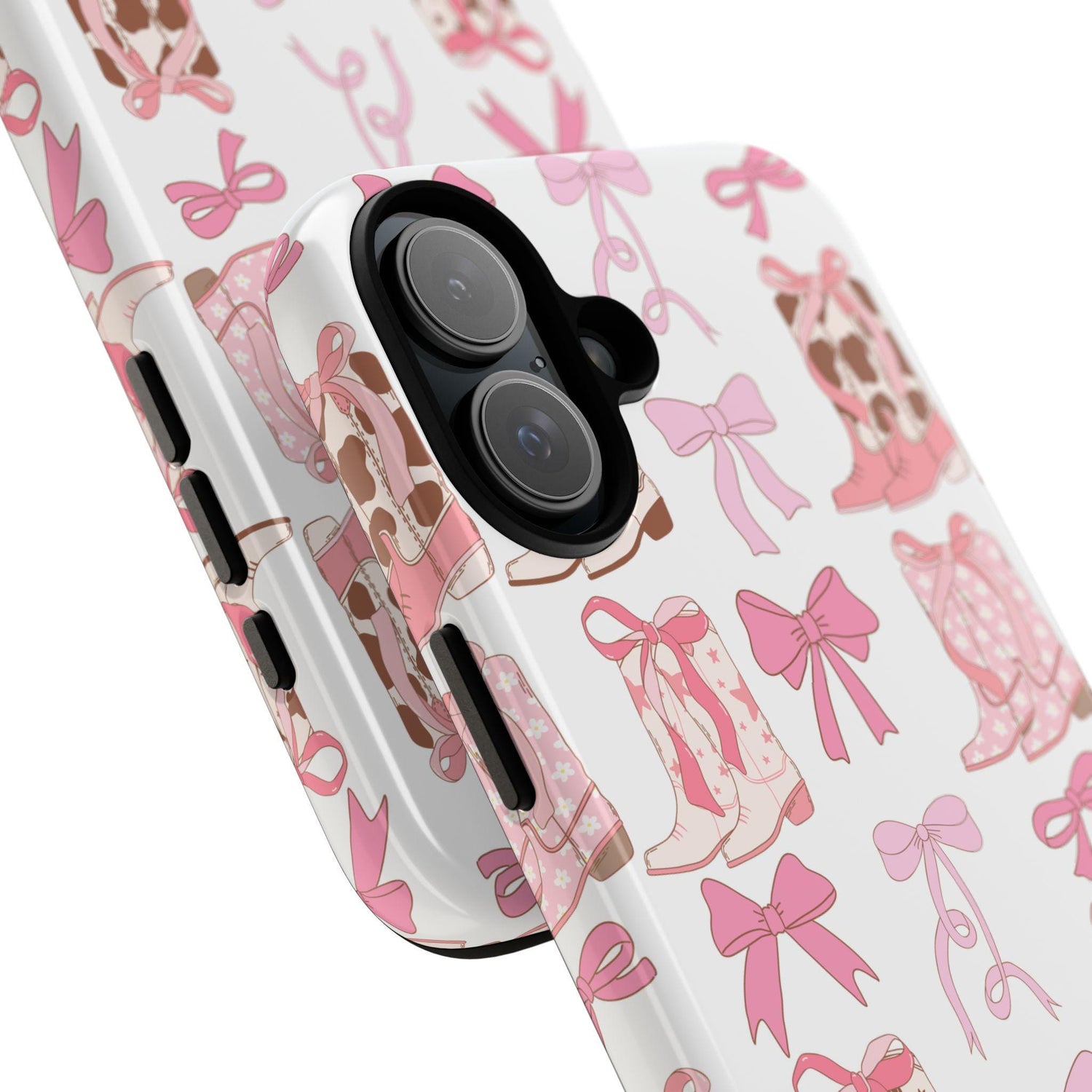 Tough Cases, Iphone Pink Bow Cowboy boots Pretty in pink ribbon cowgirl stylish fashion variety Barbie fashion matte glossy phone cover
