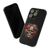 Vibrant Floral Day of the Dead iPhone & Samsung Case | Colorful Dia de los Muertos Design | Classic Black Background