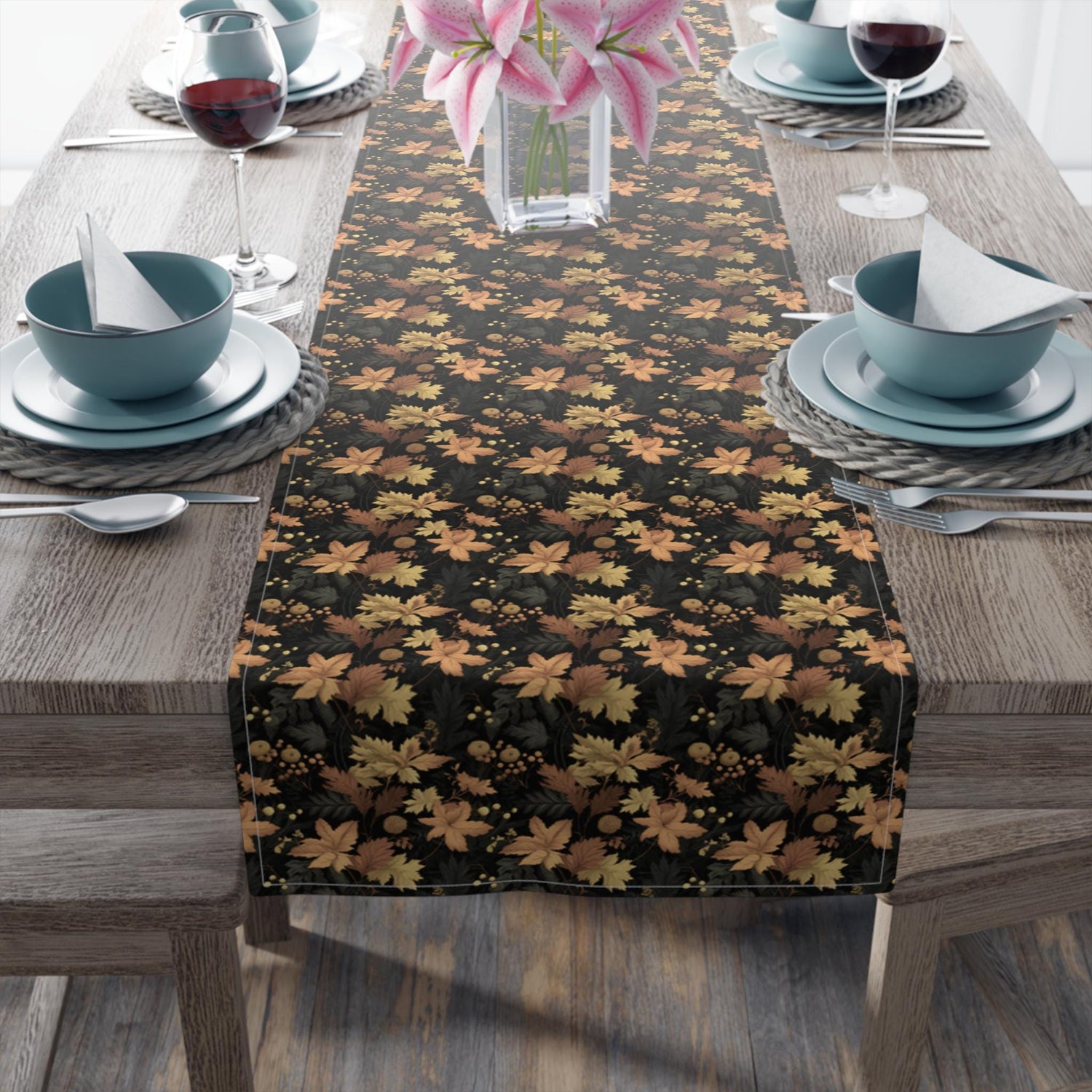 Floral Table Runner - Stylish Cotton Poly Autumn Decor for Dining, Elegant Home Accents, Perfect Thanksgiving and Holiday Gatherings, Unique