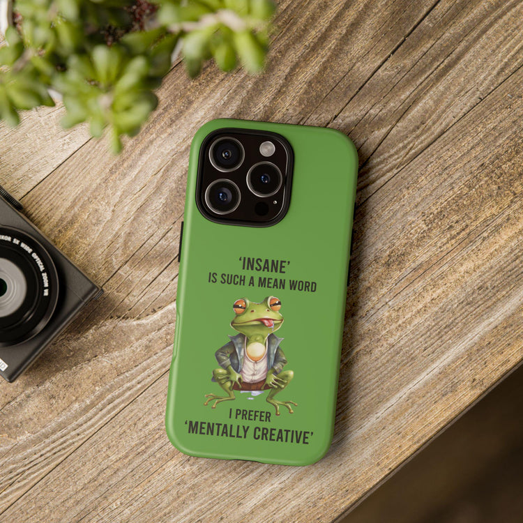 Tough Cases, Green Iphone14 case, Green Iphone 15 case, Humorous sturdy phone cover, Green Frog phone art, Silly gift cell phone