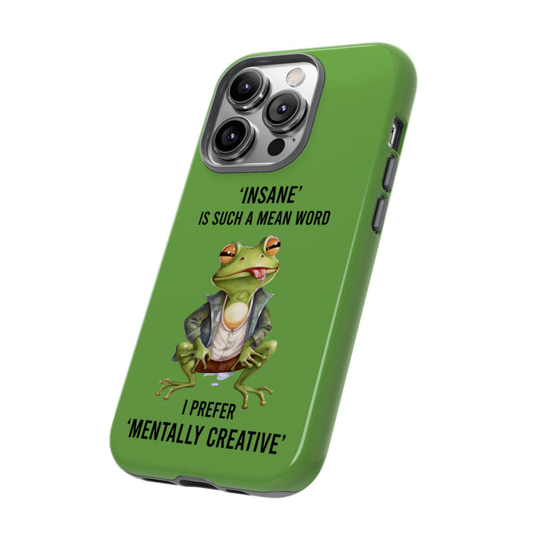 Tough Cases, Green Iphone14 case, Green Iphone 15 case, Humorous sturdy phone cover, Green Frog phone art, Silly gift cell phone